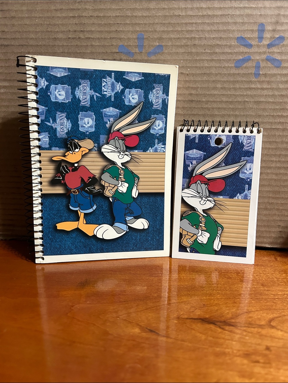 Vintage 1990s Looney Tunes spiral notebook matching mini planner
